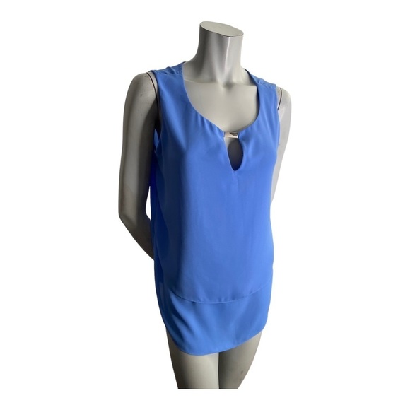 Joseph Ribkoff Chiffon Keyhole Neckline Double Layer Sleeveless Blouse Size 10 - Picture 2 of 9